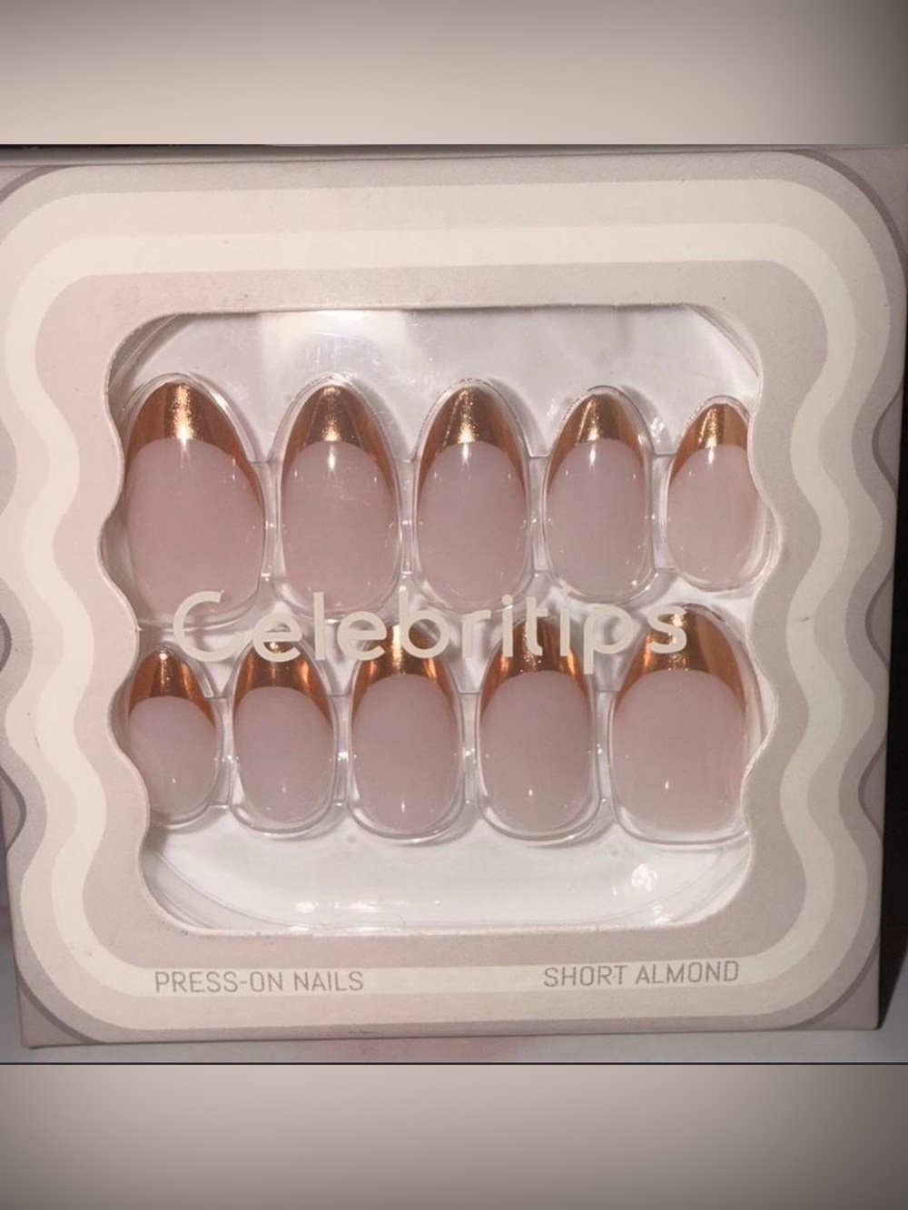 Celebrites Rose Gold Tip Short Almond Press-On Nails